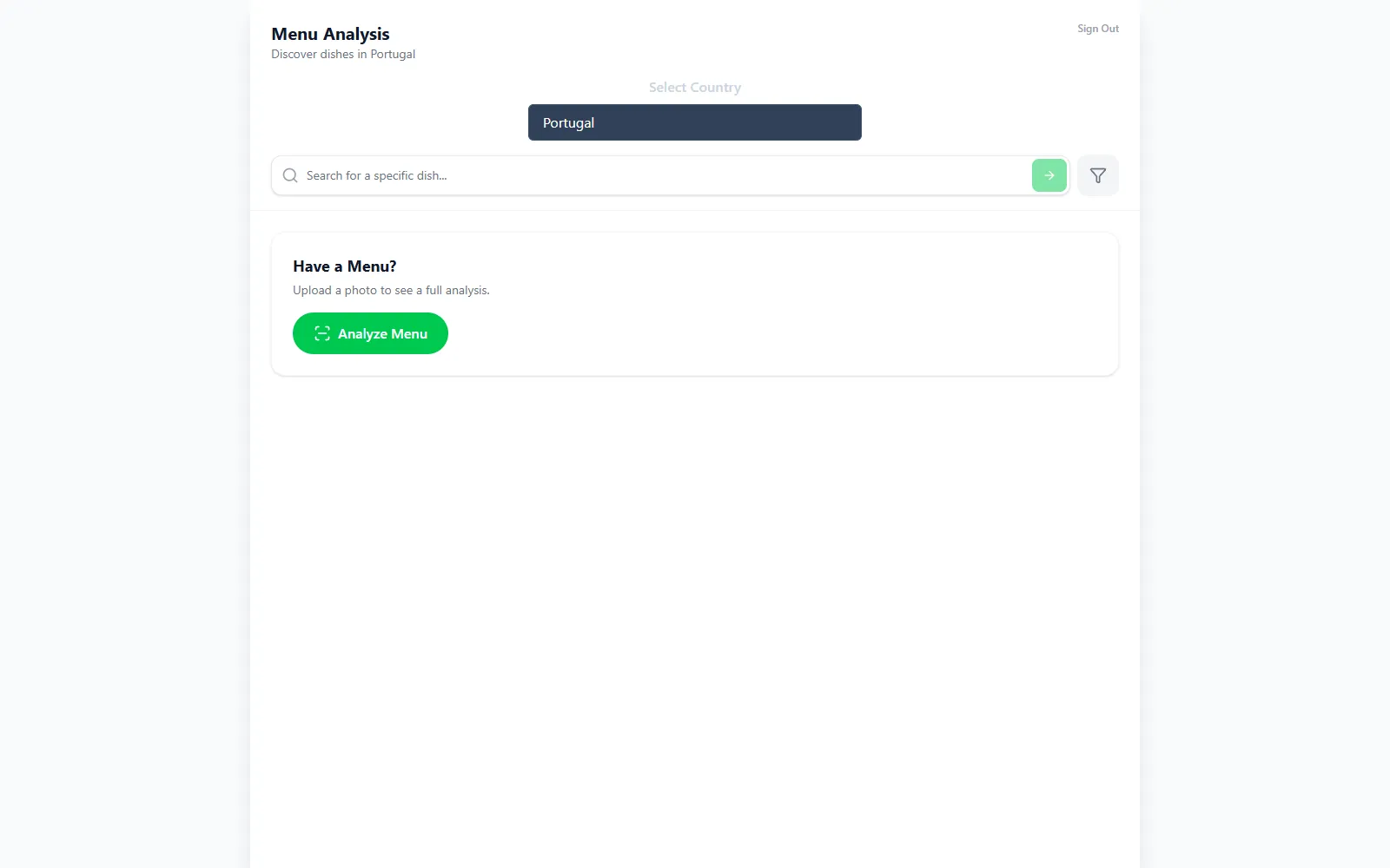 Menu Marvel interface screenshot
