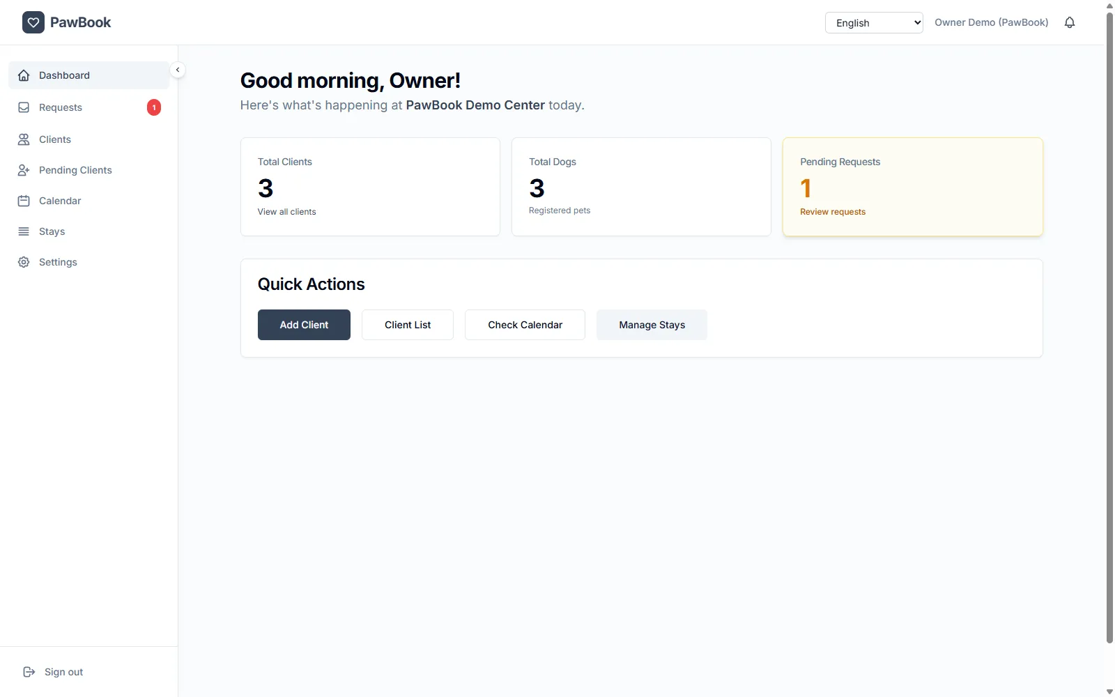 Pawbook interface screenshot